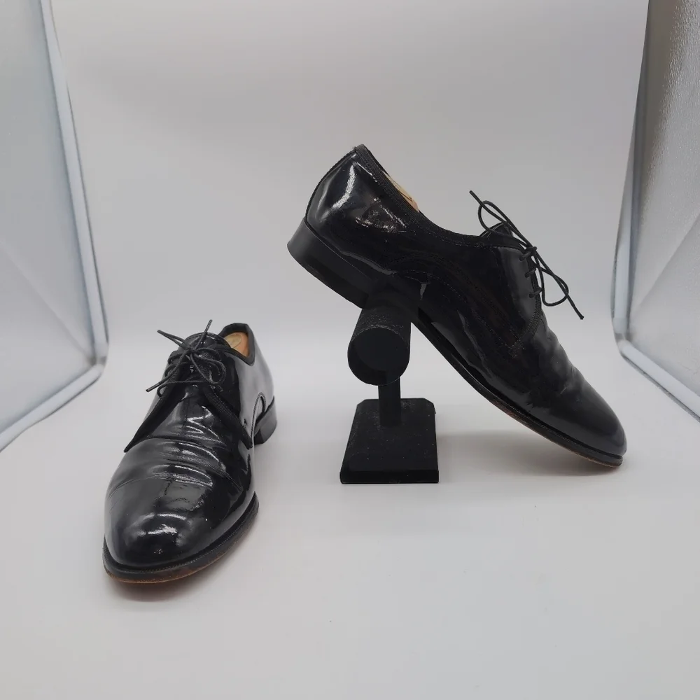 Black sz 10.5  Patent Leather Oxford Shoes By Pronto Uomo Firenze